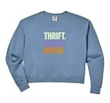 Womens Thrift. Score. Repeat. Comfort Colors Crop Sweatshirt