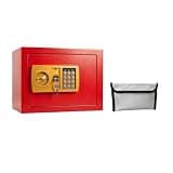 0.23/0.43/0.8 Cu Ft for home Security Safe, Digital Keypad Steel Safe Box with Emergency Key, Fireproof Safe with Removable Shelf for Cash Jewelry Documents (0.8 cubic feet, red)