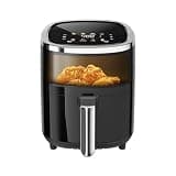 WHALLPRO Compact 4.2QT Air Fryer, 9-in-1 with Smart Digital Color Touch Screen Air Fryers, View Window,Vortex Heating Technology