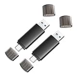 64GB USB C Flash Drive Dual USB 3.0 Flash Drive Type C + USB A Portable Type-C Flash Drive 2-in-1 USB-C Thumb Drive for Smartphone Tablet Computer Mac iPhone 16/17 Black