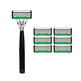 Razor Blade 6 Layer Stainless Steel Shaving Cartridges Compatible For Mach Shaver(1handle 6blades)