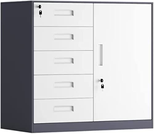 YOYAL Filing Cabinet Steel File Cabinet 5 Drawer with Lock, Vertical Filing Cabinet Printer Shelf, Low File Cabinet for Home Office (Color : Gray Thickened Style)