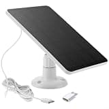 Hosrivae 4W Monocrystalline Solar Panel for Security Camera, 5V Type-C to Adapter Cable, Compact Outdoor Alternative Energy Charger for Surveillance System, Black(4W White)