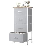 Sweetcrispy 4 Drawer Fabric Dresser Storage Tower Nightstand Chest