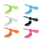 DNTESR Mini Cell Phone Fan 2-in-1 Fan Compatible for iPhone, iPad, Android Smartphone,Tablet - Colorful and Powerful- Cell Phone Summer Accessories (6-Pack)