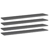 LPERTGFHU Bookshelf Boards 4 pcs Set High Gloss Gray 39.4x7.9x0.6 Inch Engineered Wood Wall Shelves for Home Storage Replacement Panels