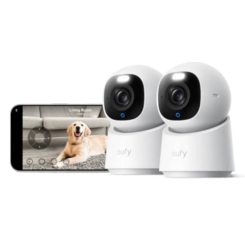eufy Security 4K Indoor Camera E30 -No Subscription,360ยฐ Pan Tilt,AI Auto Tracking,Color Night Vision,Pet/Baby/Nanny Camera with Two-Way Audio,AI Human/Pet Detection,Works with HomeKit((2-Pack)