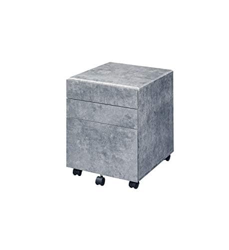 Amacv Jurgen Faux Concrete & Silver Finish File Cabinet