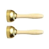 Omquot 2 Pcs Heavy Duty Metal Ringer Bells Safe Design Multipurpose Craft School Bells (Large Size(With Wooden Handle)