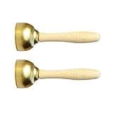 Omquot 2 Pcs Heavy Duty Metal Ringer Bells Safe Design Multipurpose Craft School Bells (Large Size(With Wooden Handle)
