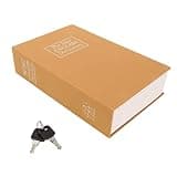Pwshymi Book Safe with Key Decorative Money Saver Book Stainless Steel Liner ABS Material 7.9 x 2.6 x 10.4 in Hidden Storage for Cash Jewelry Cards Adults Home Office (Coffee)