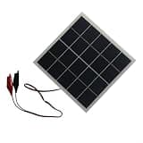 4W 5V Polycrystalline Solar Panel with Clip DIY Charging Small Appliances, Garden Lights and Outdoor Systems, EVA Laminated, White, 172x175mm
