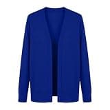 Women Open Front Soft Comfy Cardigan Long Sleeve V Neck Knit Jacket Loose Fit for Casual Layering Cover Up Tops Blue