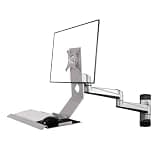 Listed TV Mount Two Section Arm with Plain Tray Non-Foldable Monitor Stand Silver Single Screen Motion TV Bracket
