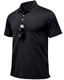 Peakwell Polo Shirts for Men Golf T-Shirt Quick Dry Tennis Short Sleeve Breathable Mesh Classic Tees (Black, X-Large)