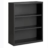 Fortress Series Wood Veneer 3 Shelves Bookcase Charcoal