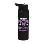 Epilepsy Mom Seizure Awareness Proud Mom of Epilepsy Warrior Stainless Steel Insulated Water Bottle