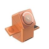 3 in 1 Foldable Magnetic Wireless Fast Charger, Orange, 15W, for Qi Magnetic Phones, Smart Watches, and Wireless Earbuds