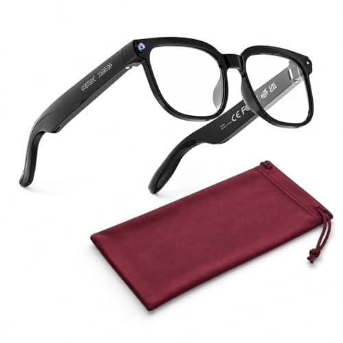 SGUKZF AI Smart Glasses with Camera (Dark Red Glasses Pouch Included)