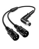 RIIEYOCA Right Angle XLR Y Splitter Cable 0.5m,XLR Y Cable Right-Angle Female to 2 Straight Male Balanced 3Pin Microphone Splitter Cable,for Mixer, Audio Interface, Active Monitors