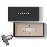Kacenray Custom Dual Connector Type-C and USB 3.0 Flash Drive, Personalized Logo Memory Stick for Photography Studios, Corporate Giveaways, Business Seminars, Optional Custom Gift Box (100,16 GB)