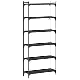 KGHFDVB 6-Tier Black Bookcase 31.5" x 11.8" x 74", Engineered Wood Bookshelf with Metal Frame and Adjustable Feet for Home Office