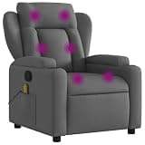 UERNGFTKM Manual Reclining Massage Recliner Chair with 6-Point Vibration, 135 Degree Tilt, Dark Gray Fabric, Dual Cup Holders and Side Pocket, Supports 242.5 lbs