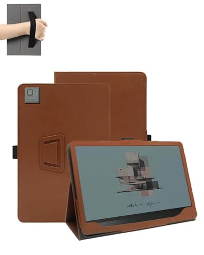 for BOOX Tab Ultra C Pro 10.3 Inch Tablet Case, FJIASTB PU Leather Folding Cover with Pen Holder and Wrist Strap, Business Travel Portable (Brown)