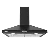 CIARRA Black Wall Mount Range Hood, 30 Inch 400CFM Stove Vent Hood with 3 Speed Fan, 2 LED Lights, Ducted & Ductless Convertible, Push Button Control, Easy Installation for Home Kitchen