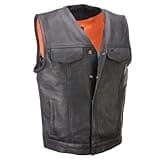 Milwaukee Leather Men’s Motorcycle Riders Leather Vest - V-Neck Snap Front, CCW Storage Pockets - Road Ready - 7X-Large