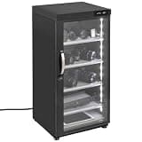 Lectronify 125LT Electronic Dry Cabinet for Camera, Lens & Electronics – Silent Dehumidifying Storage, Touchscreen Humidity Control (60‑35% RH), 4 Adjustable Shelves, LED Light, Lock, Energy Saving