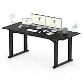 FLEXISPOT 4 Leg Standing Desk 71 x 32 Inch Electric Adjustable Height Sit Stand Desk with Splice Board Home Office Desk, Black Top + Black Frame