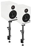 Rockville APM5W V2 Bundle: Pair 5.25-in 320W Peak/80W RMS Active Powered Studio Monitor Speakers-White, Pair of DMS75 Studio Monitor Speaker Stands, 2-Items