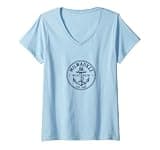 Women's Milwaukee Wisconsin Nautical Anchor Badge Design V-Neck T-Shirt