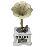 Retro Gramophone Record Player, Hi-Fi, Handcrafted by Pure Oak for Music Player,Decorative Phonograph with Aux-in/USB, /Home Decoration/Vintage Collection/Gift (White)