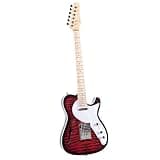 ZOCWJK Electric Guitar TL F Hole Jazz Electric Guitar with Chrome Tuners Basswood Humbucker Pickup,Red