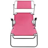 KMUNGDWG Patio Folding Sun Lounger with Adjustable Canopy, Powder Coated Steel Outdoor Relaxation Lounger for Garden Beach