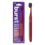Burst Nova Toothbrush (Red) | Sonic Powered Teeth Whitening | Super-Soft Bristles | 18000 VPM | 2 Minute Timer | Aluminum Handle | Replaceable Brush Head | Compact Size | with AAA Battery