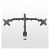 Listed TV Mount 10"-27" Dual Monitor Mount Arm 15.7 Inch Height-Adjustable Monitor Desk Mount Adjustable Vesa Mount Desk Stand with Clamp and Grommet Base Motion TV Bracket