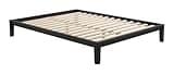 Zuo Luum Queen Platform Bed Frame Black, Black Bedroom Furniture, Modern Style, No Box Spring Needed, Rubberwood, Indoor Bedroom, 65.2" W x 85.2" D x 11.6" H