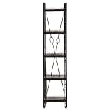 KGHFDVB Industrial 5-Tier Bookcase Black, 15.7x11.8x70.9 Inches, Solid Mango Wood Shelves with Powder-Coated Steel Frame