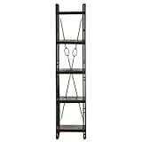 KGHFDVB Industrial 5-Tier Bookcase Black, 15.7x11.8x70.9 Inches, Solid Mango Wood Shelves with Powder-Coated Steel Frame