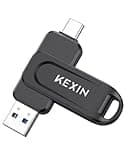 KEXIN USB C Flash Drive 512GB Thumb Drive 100MB/s Swivel Dual USB Drive 3.0 USB-A & Type-C Jump Drive for Smartphone Tablet iPhone 15/16 Car Game Console, 512GB Black