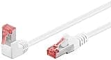 goobay 51554 CAT 6 Patch Cable High Speed 90 Degree Male Network Cable Ethernet Playstation Xbox DSL PimF RJ45 Connector White 10 Metres