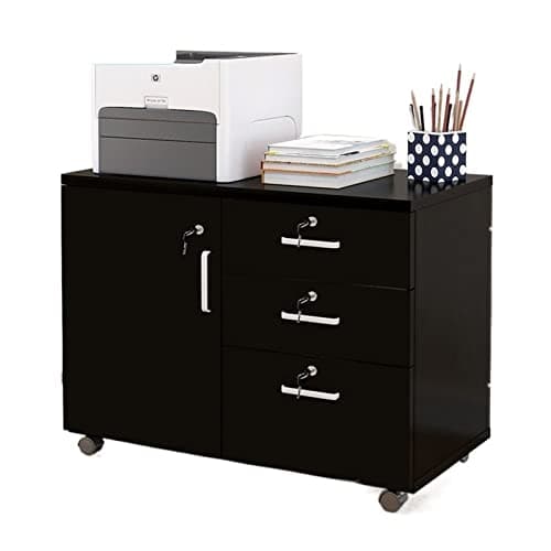 OZSSLJJ Thicken Wood Filing Cabinet Mobile Storage Cabinet for Closet/Office 3-Drawer with Door File Cabinet Storage for Office.(A)