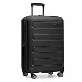 Traveler's Choice Pagosa Hardshell Expandable Luggage with Spinner Wheels, Black, 27-Inch Medium