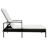 KHNLGFR Brown Poly Rattan Sun Lounger with Cushion, Adjustable Backrest Outdoor Recliner with 4 Positions for Garden or Campsite