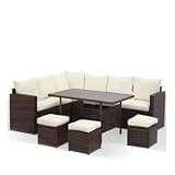 Hassyee 7 Piece Wicker Outdoor Dining Set with Dining Table and Removable Cushions for Poolside, Dining Room, Patio Furniture Set with Ottomans and Water-Resistant Fabric for Balcony