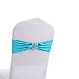 20pcs Chair Sashes with Buckle Slider Stretch Chair Bands Bows for Party Birthday Ceremony Decorations(Light Blue)