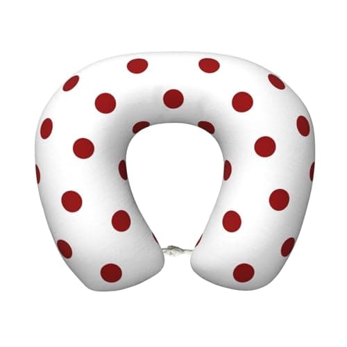 OSAM SPACE Red White Polka Dots Travel Neck Pillow for Sleeping Neck Support Memory Foam Airplane Pillow U Shaped Pain Relief Pillows for Flight Train Car Office